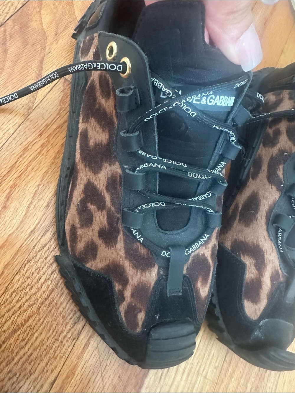 Dolce & Gabbana Women's Leopard Print Suede Sneakers - Black/Brown
